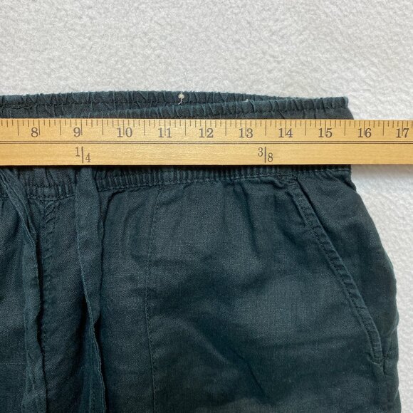 Joie Wide Leg Pants Womens L Black 100% Linen Cropped Elastic Waist Drawstring - Picture 4 of 7